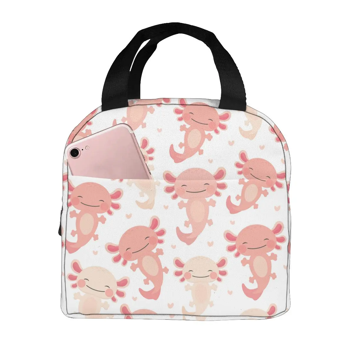 

Lunch Bag Cute Kawaii Axolotl Thermal Insulated Lunch Box Tote Cooler Bag Bento Pouch Lunch Container Food Storage Bag