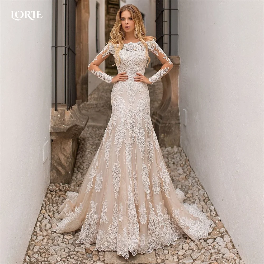 LORIE богемные кружевные свадебные платья с юбкой-годе облегающие Свадебные без