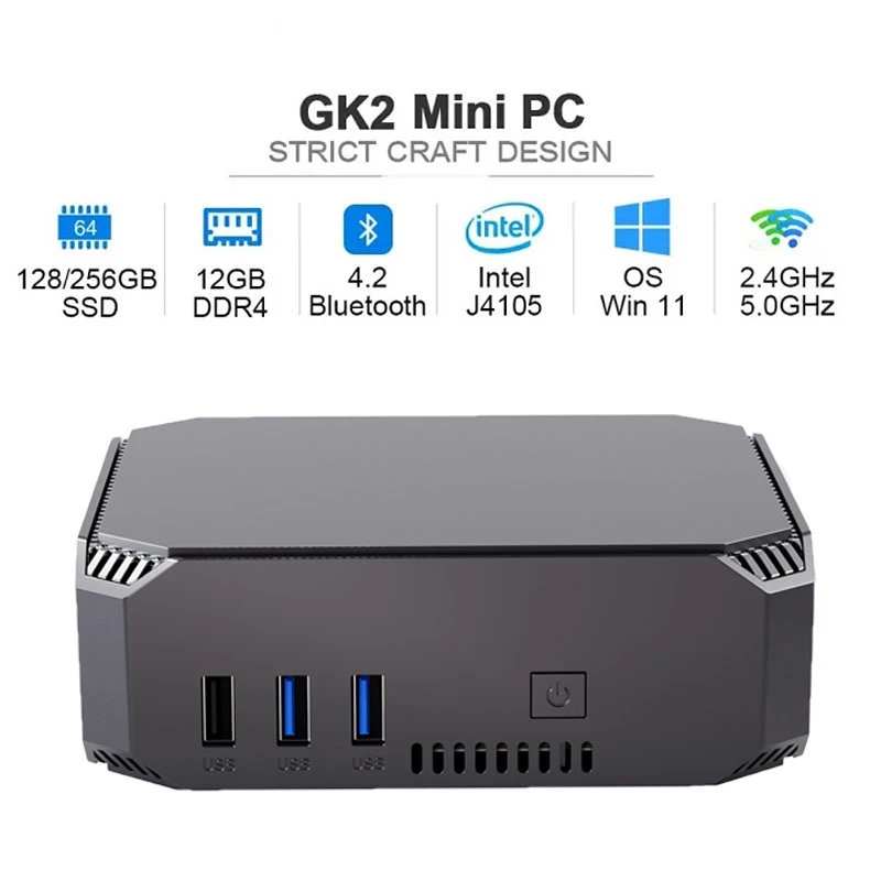 Windows 11 мини ПК процессор Intel Celeron J4105 четырехъядерный 2,4G/ 5G двойной WiFi BT 4,2 HD гигабитный интернет компьютер настольный игровой GK2