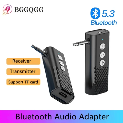 Беспроводной приемник BGGQGG 3 в 1, передатчик Bluetooth 5,3 с поддержкой TF-карт, с металлическим корпусом 3,5 мм для ТВ, наушников, автомобиля