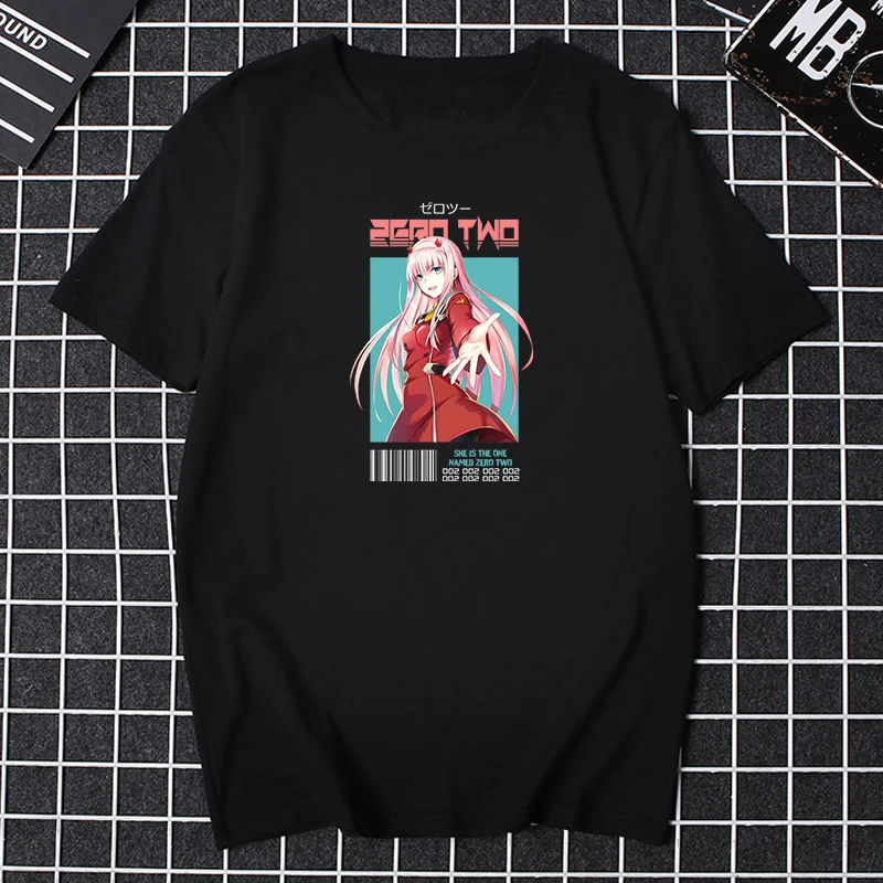Футболка с принтом аниме Darling In The Franxx крутая футболка для девушек Zero Two 002 топы