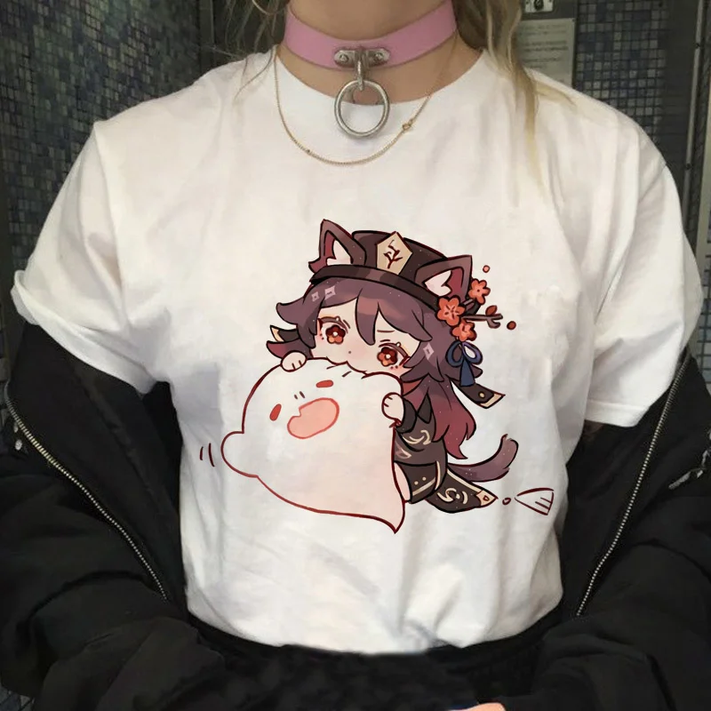 

hu tao clothes tshirt male manga vintage white t shirt tshirt anime streetwear