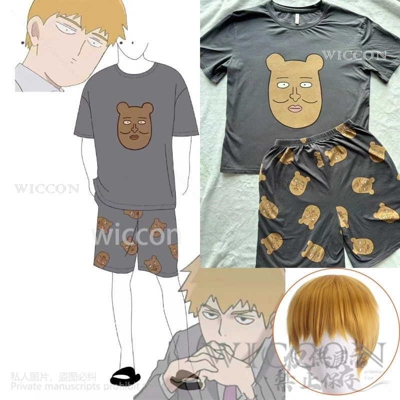 Аниме Psycho Mobb 100 костюм для косплея Reigen Arataka пижама футболка брюки парики Хэллоуина