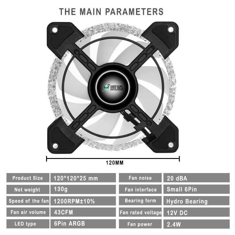 IWONGOU Argb Fan 120mm 3 Pack Ar12 Pro Ultra Silent Fan Rgb 120mm Aura Syn 6pin with Controllerc Computer Cooler Fan images - 6