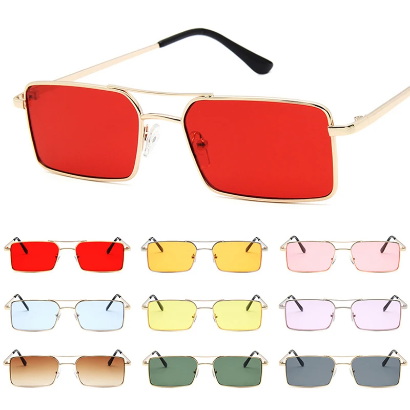 

European And American Trend New Fashion Sunglasses Personality Double Beam Square Sunglasses Cross-border Sheet Metal Glasses