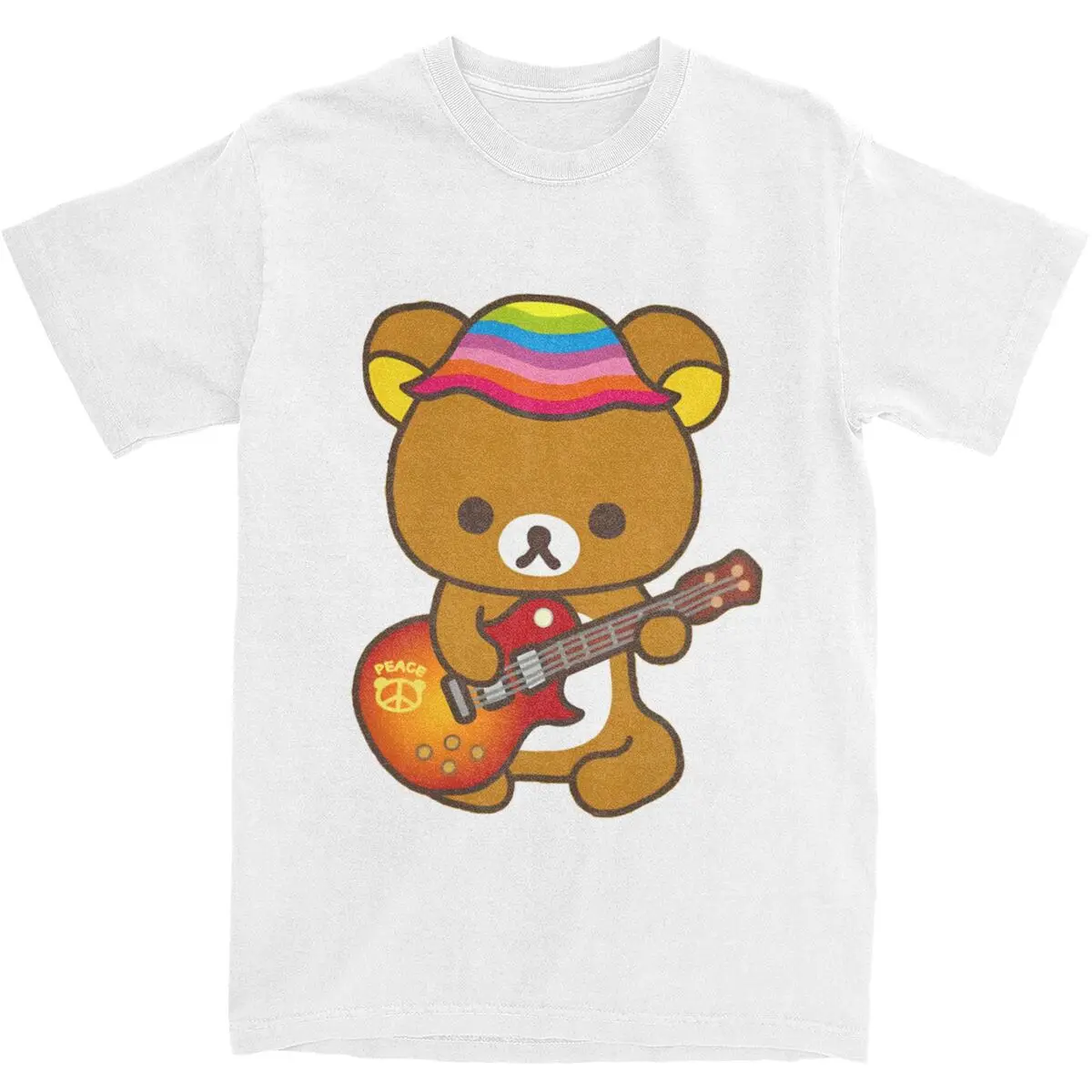 Футболка Rilakkuma с изображением игры гитары новинка футболки коротким рукавом Y2K