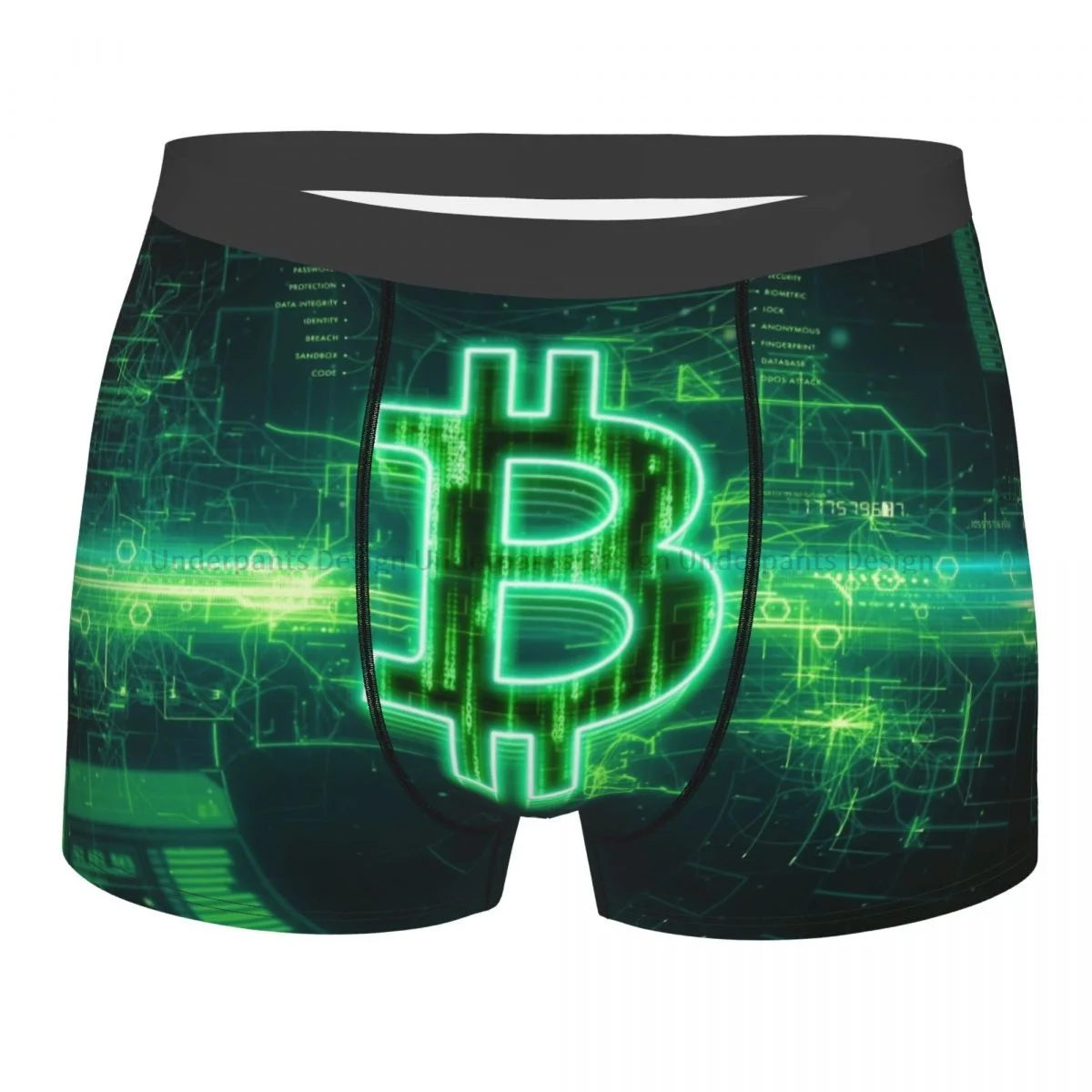 

Bitcoin Virtual Encrypted Digital Currency Green Underpants Homme Panties Male Underwear Comfortable Shorts Boxer Briefs