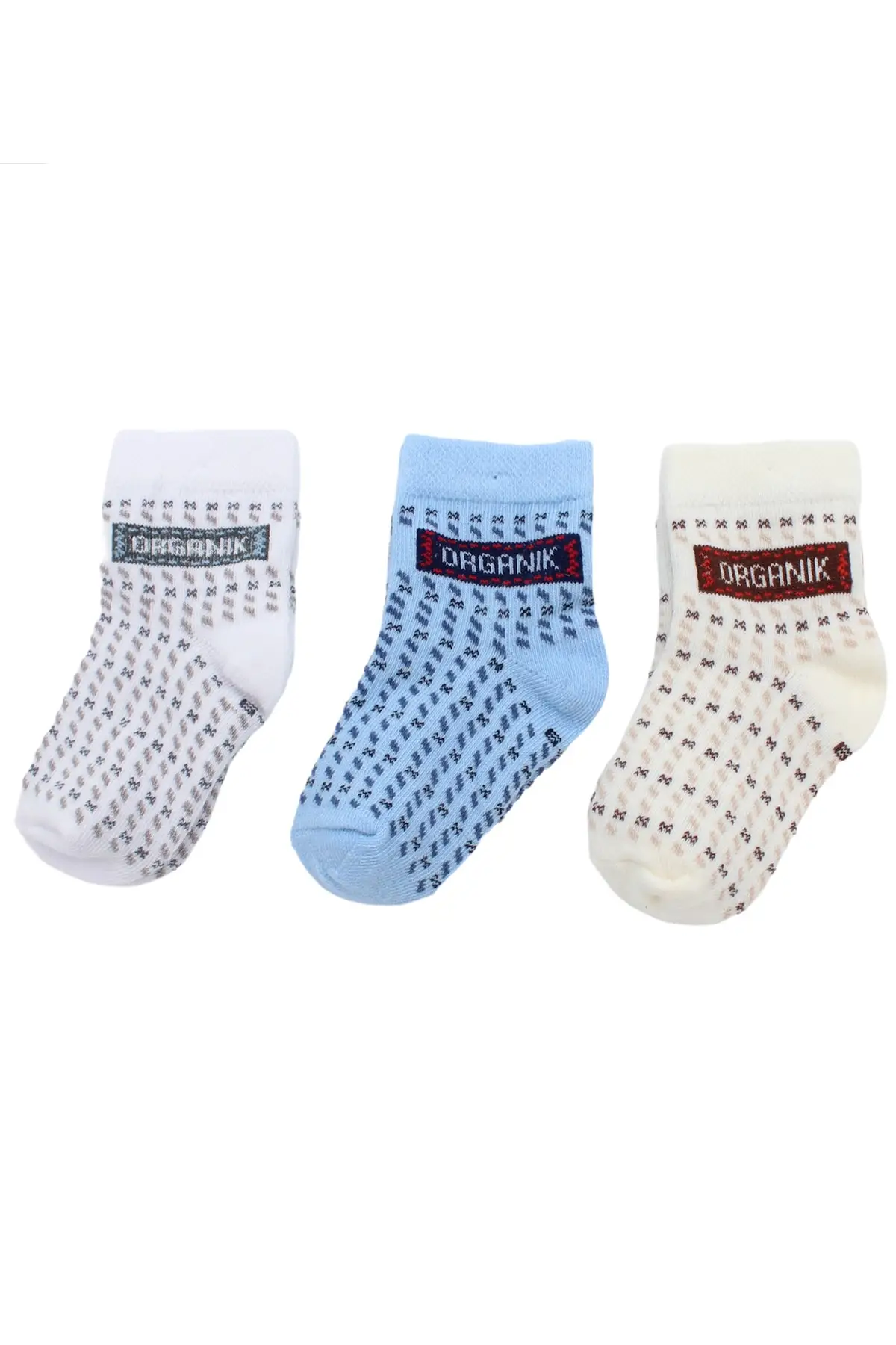 

3-piece organic patterned baby socket socks cotton-elastic-resistant white medium underwear