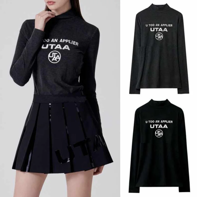 

Korean Golf Wear Women's Spring Autumn New Stand Collar Top Elastic Warm Bottomings Ladies Long Sleeve Undercoat 여성골프의류2022