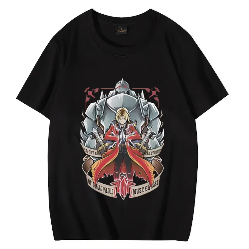 

Brotherhood FullMetal Alchemist Vintage Anime T Shirt Men Women harajuku Graphics plus size tops 100% Cotton short sleeve Tee