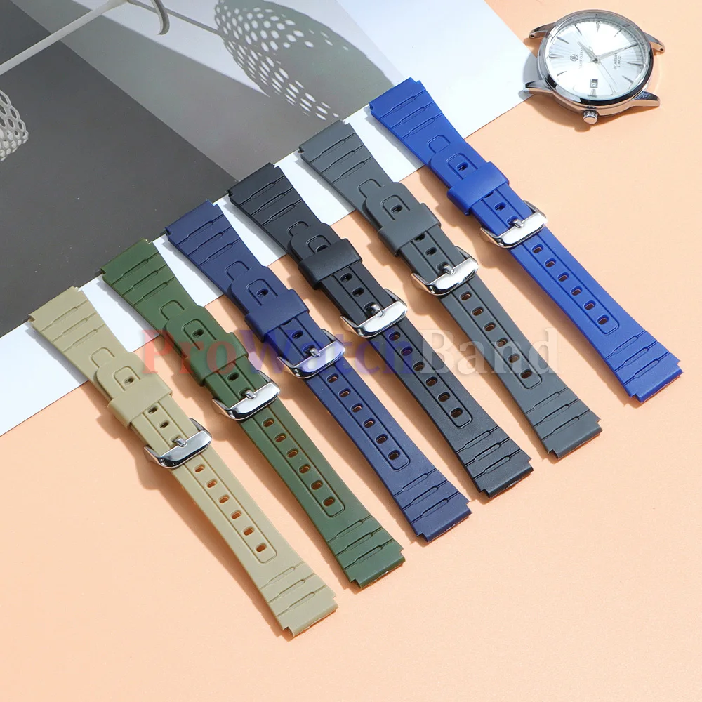 Фото Силиконовые ремешки для часов 18 мм для Casio F91W W800H SGW400 F84 F105/108 A158/168 AE1200, водонепроницаемые сменные ремешки-браслеты №3