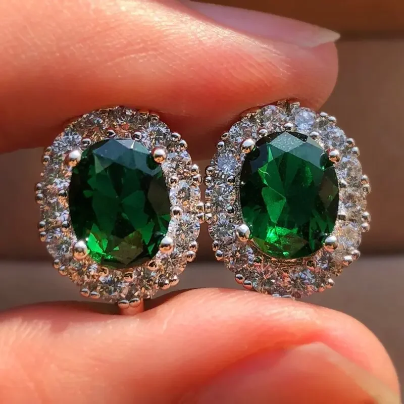 2024 новые синие зеленые белые яйца овальные серьги с цирконом для женского