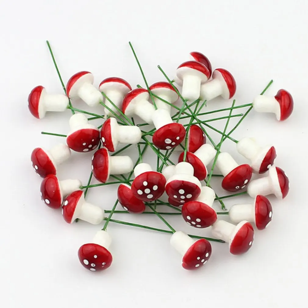 

New lovely 12Pcs/Set Christmas Decorations Mini Red Mushroom Shape Ornament Miniature Plant Pots Fairy Holiday Home Decor
