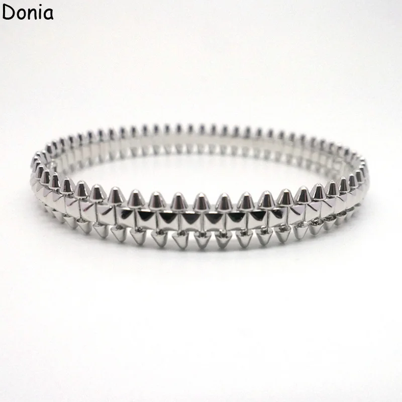 Donia jewelry new European and American fashion glossy rivet titanium steel luxury retro bracelet