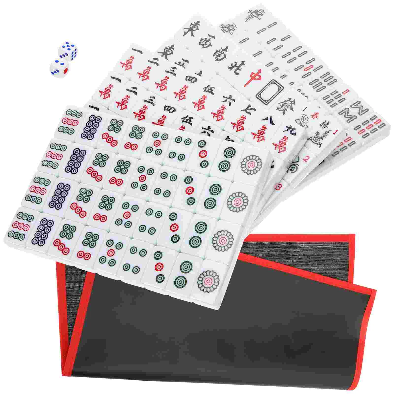 

Mahjong Set Chinese Travel Game Mini Sets Kit Version Traditional Backgammon Table Party Tiles Dormitory Family Miniature Games