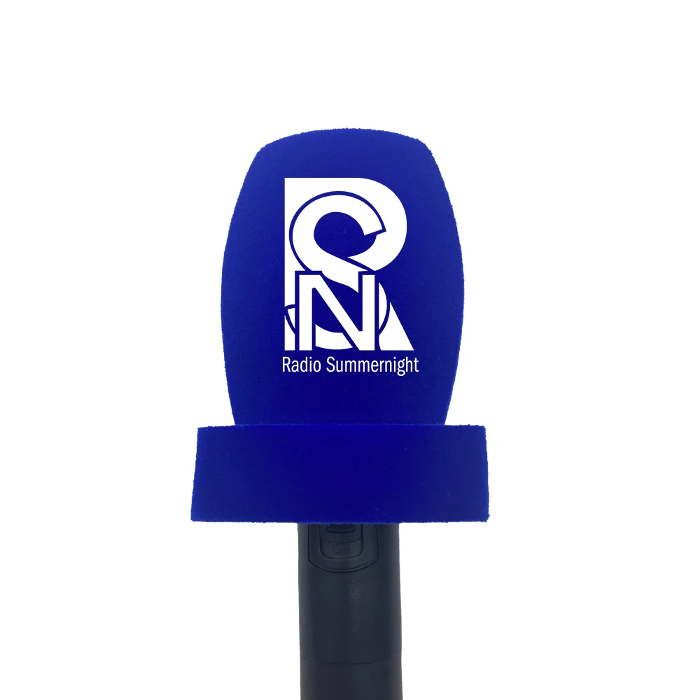 Flocking Mic Sponge Print Log Covers Customized Microphone Windscreen Foam Windsshield For TV Stations Reporters Interview