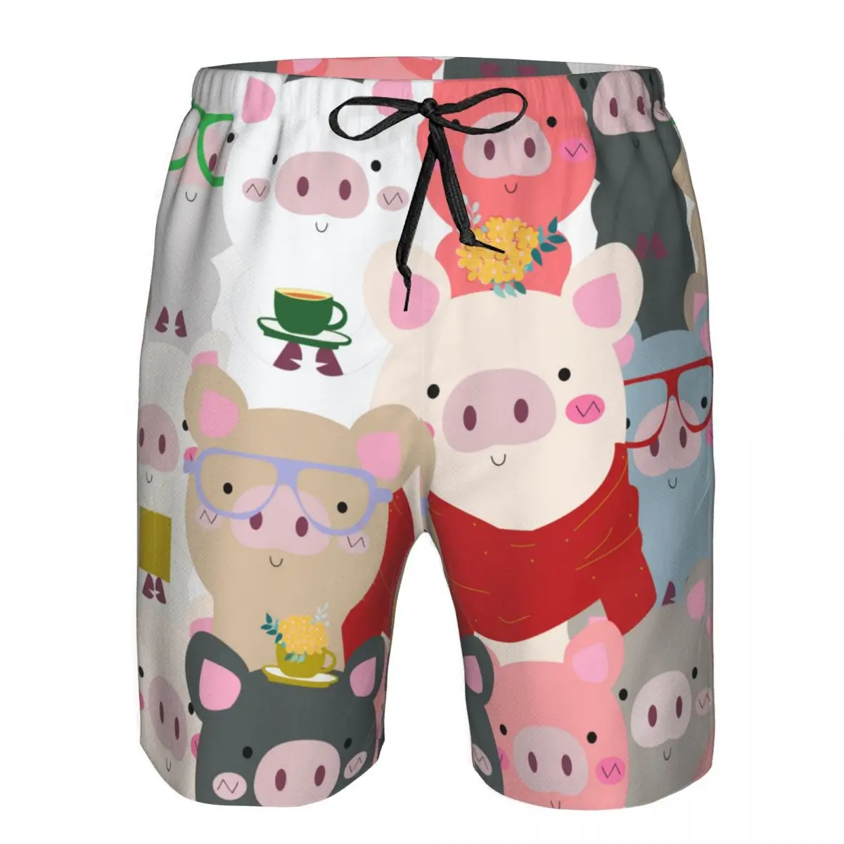 

Mens Swimwear Swim Short Trunk Cute Pig Pastel Cartoon Comic Art Beach Board Short Swimming Swimsuit Mens Running Surffing short