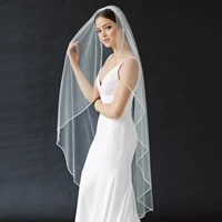 topqueen v14 wedding veil short pencil edge simple bridal veils one laye elegant rochii wedding veil long with comb soft single