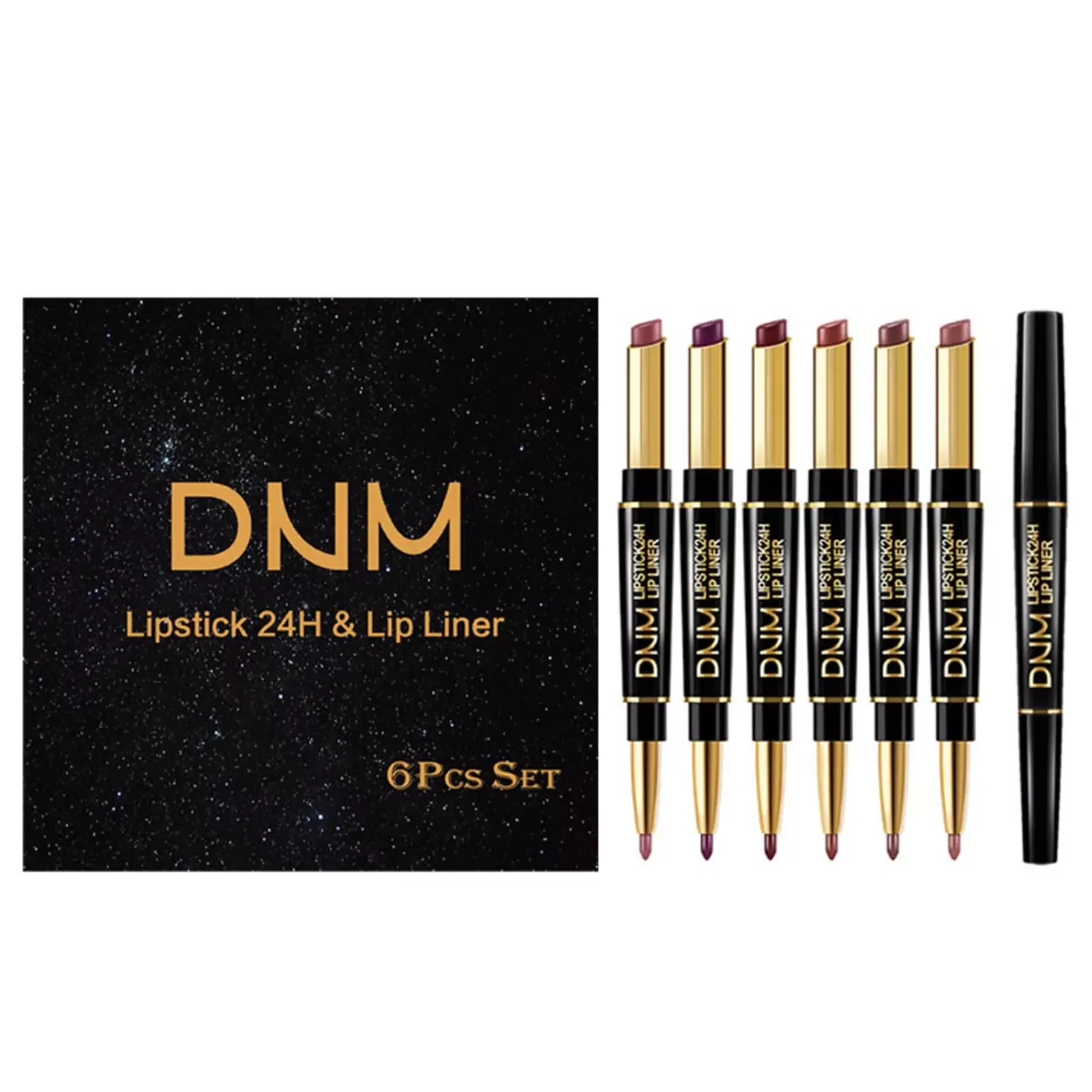 

NEW2023 6 Lipstick Lip Liner Set 2 In 1 Matte Lipstick Pencil Double Ended Lipsticks High Pigmented Velvet Lipgloss Kit Non-Stic