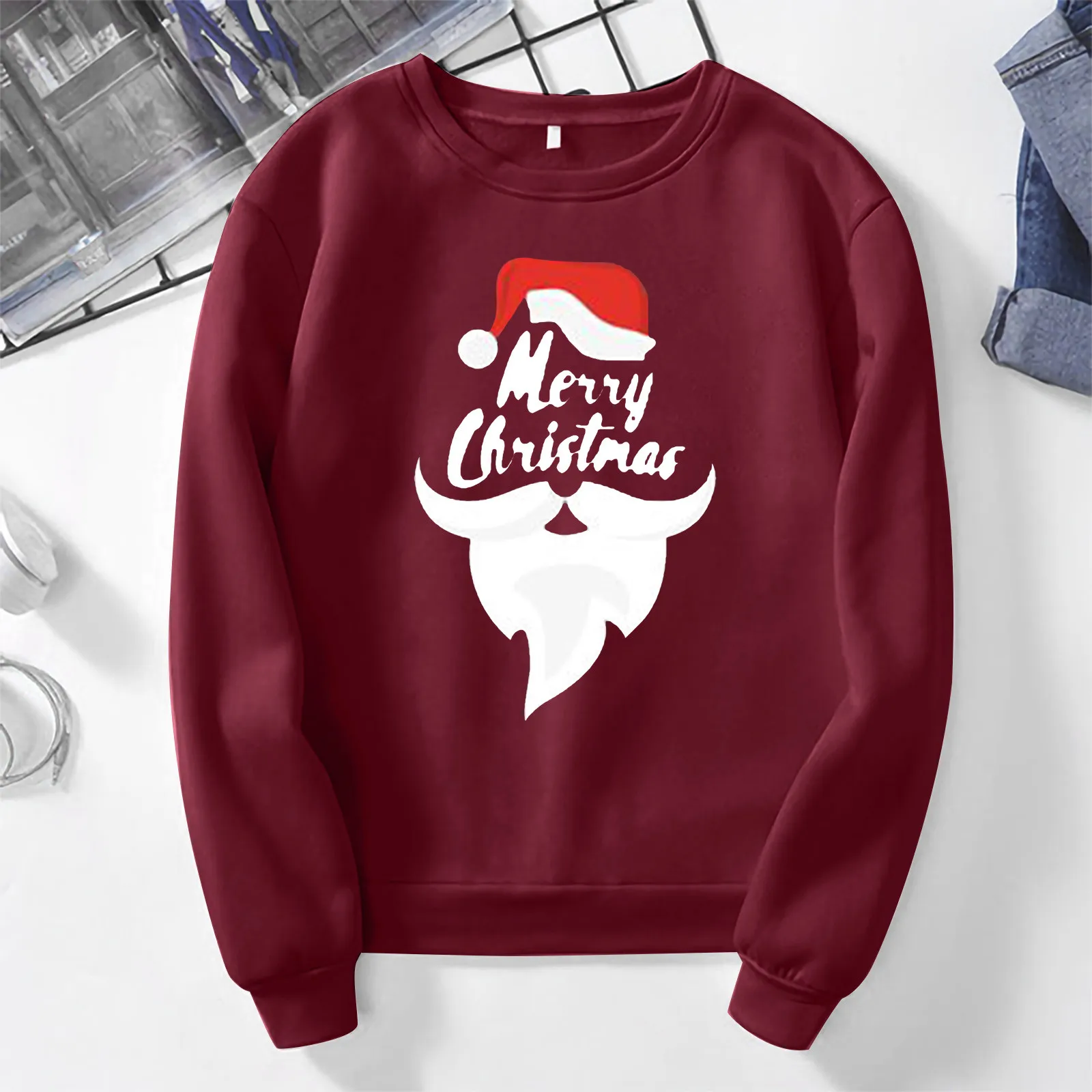 

Workout Sweaters Ladies Long Sleeve Crew Neck Sweatshirt Christmas Fashion Print Casual Sweatshirt Full Zip Sweatshirt