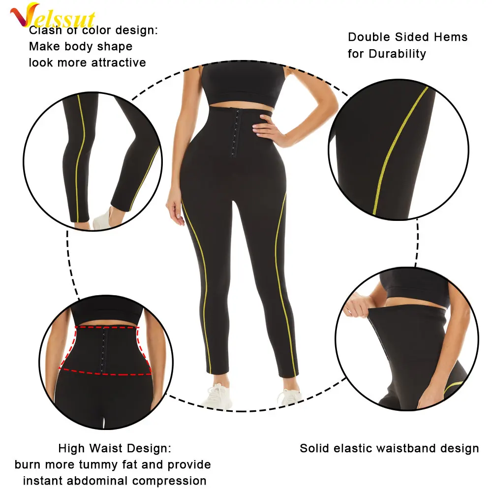 Velssut Sauna Leggings for Women Weight Loss Pants Fitness Trousers Hot Sweat Sportwear Neoprene Panty Ladies Body Shaper Gym