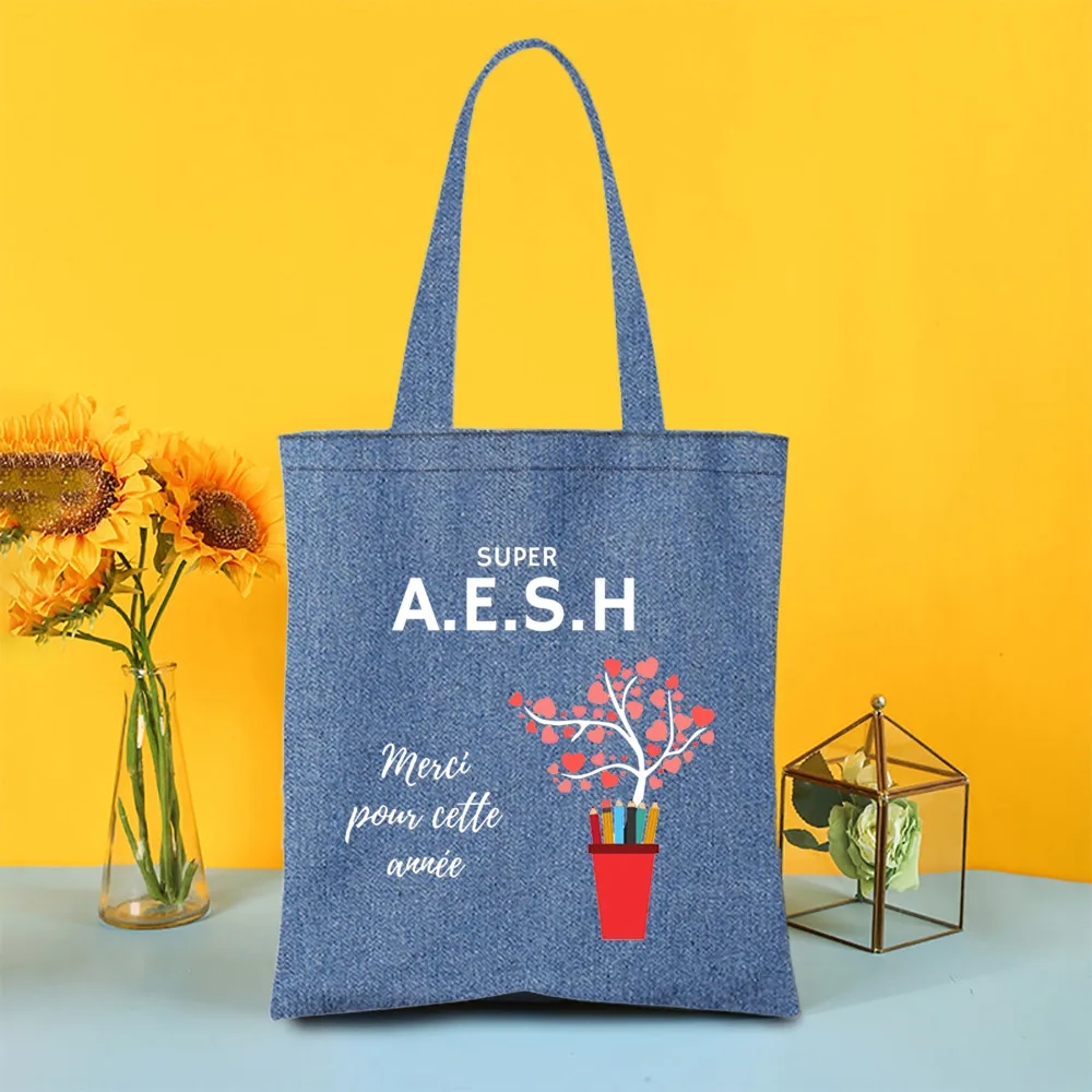 Спасибо за AESH этом году джинсовая сумка на плечо с французским принтом женские