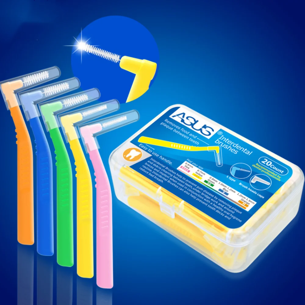 

20/2Pcs Angle Interdental Brushes L Shaped Floss Interdental Cleaner Orthodontic Teeth Brush Toothpick Oral Care Tool