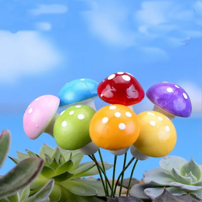 

Mini Red Mushroom Resin Crafts Decorations Miniatures Stakes Plant Terrarium Moss Landscape Garden Bonsai Miniatures Ornament