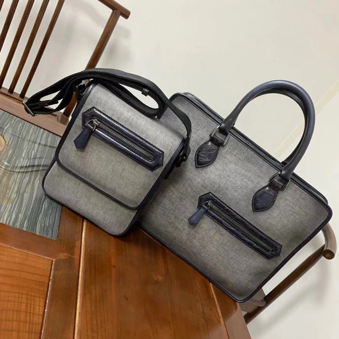 Двусторонняя сумка-мессенджер Seetoo из хлопка и льна 19*24*7 см