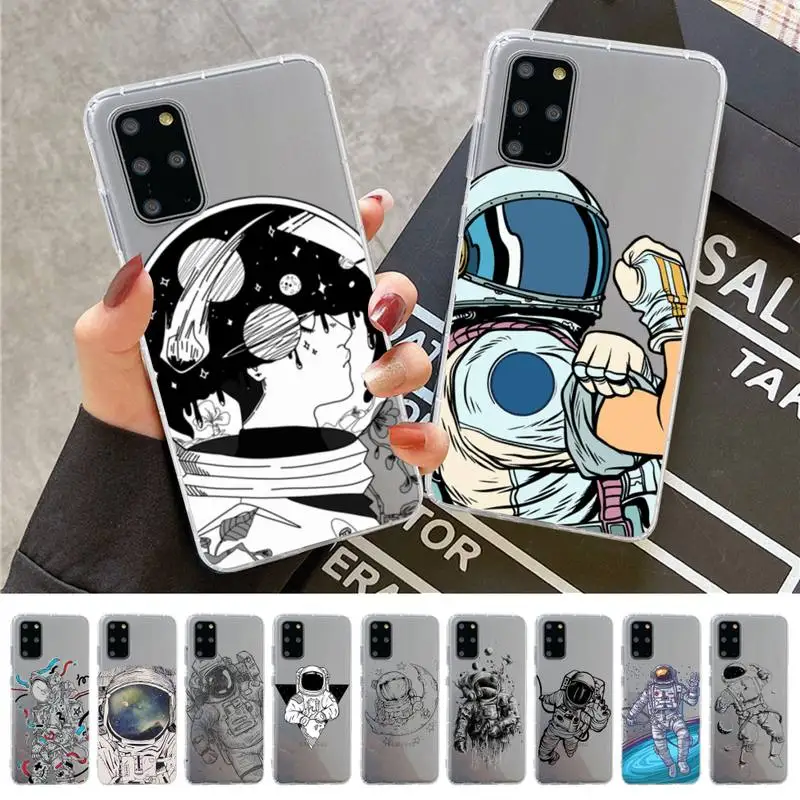 

Cartoon Astronaut Phone Case for Samsung A51 A52 A71 A12 for Redmi 7 9 9A for Huawei Honor8X 10i Clear Case