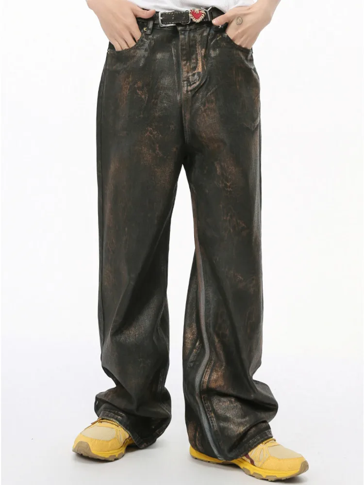 Джинсовые брюки SYUHGFA мужские с карманами в американском стиле свободные прямые