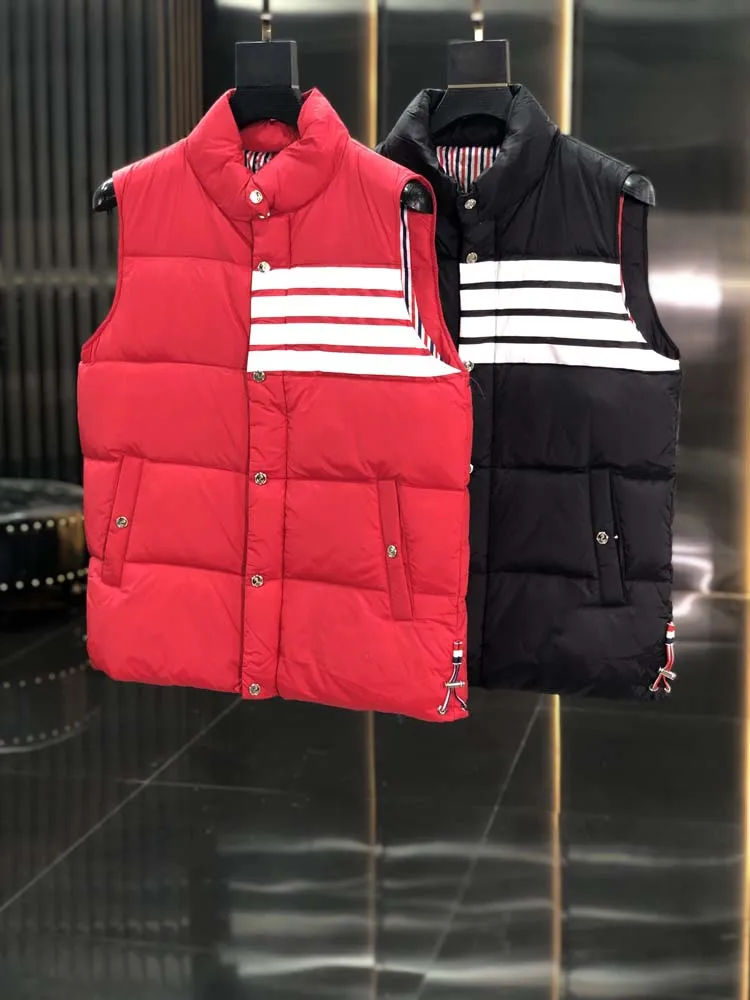 Winter Women Down Jacket Waistcoat Luxury Brand Classic White Striped Jackets Vest Men's Sleeveless Coat Women's Jacket Vest