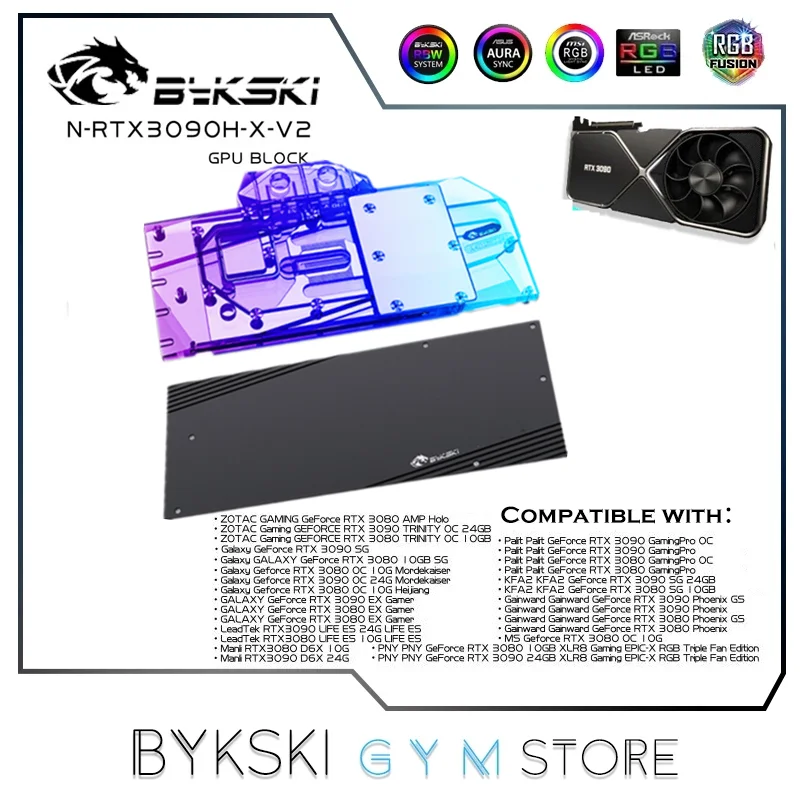 

Bykski 3090 GPU водяной блок для NVIDIA ZOTAC Palit INNO3D GALAX Founder Edition RTX 3090 3080 Графическая карта, N-RTX3090H-X-V2
