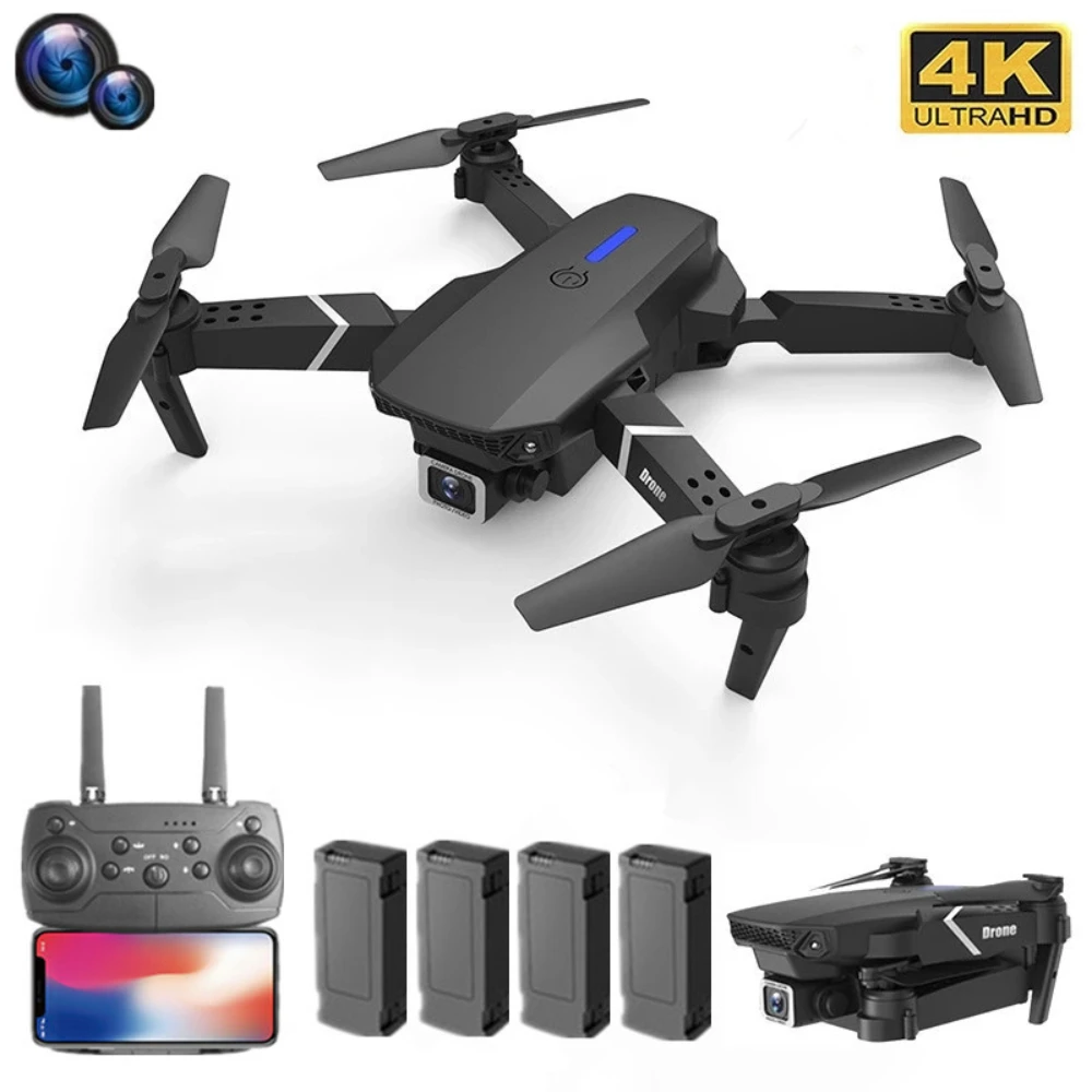 

Professional Drone E88 4k Wide-angle HD Camera WiFi Fpv Height Hold Foldable RC Quadrotor Helicopter Camera-free Children's Toys