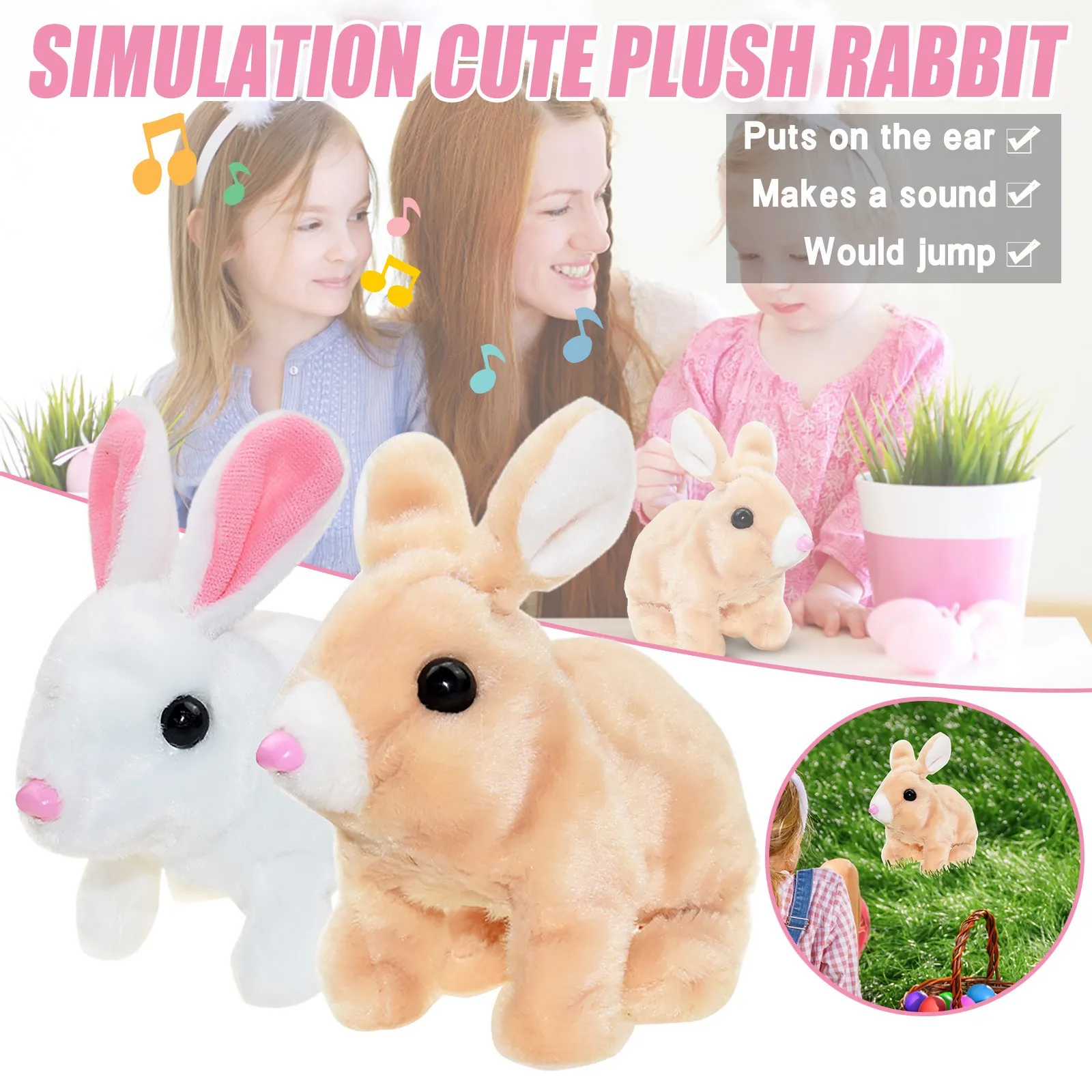 

Toy Kids Bunny Sound Rabbit Jumping & Stand Gifts Electronic Interactive Plush Plush toy Gibbon Toy Loudest Toy