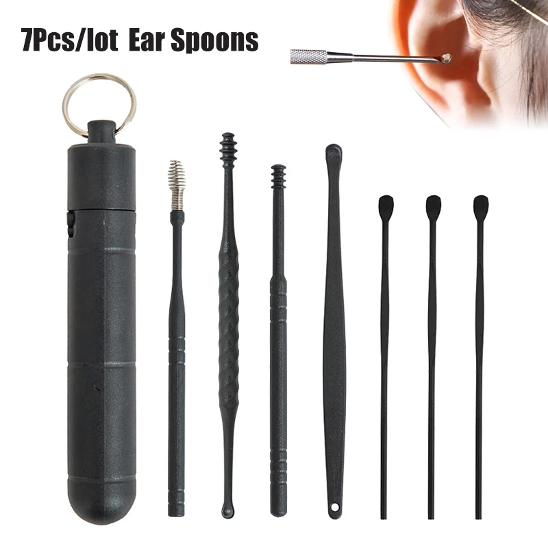 

Набор для удаления ушного воска, многоразовый очиститель для ушей из нержавеющей стали и АБС-пластика, 7 шт.