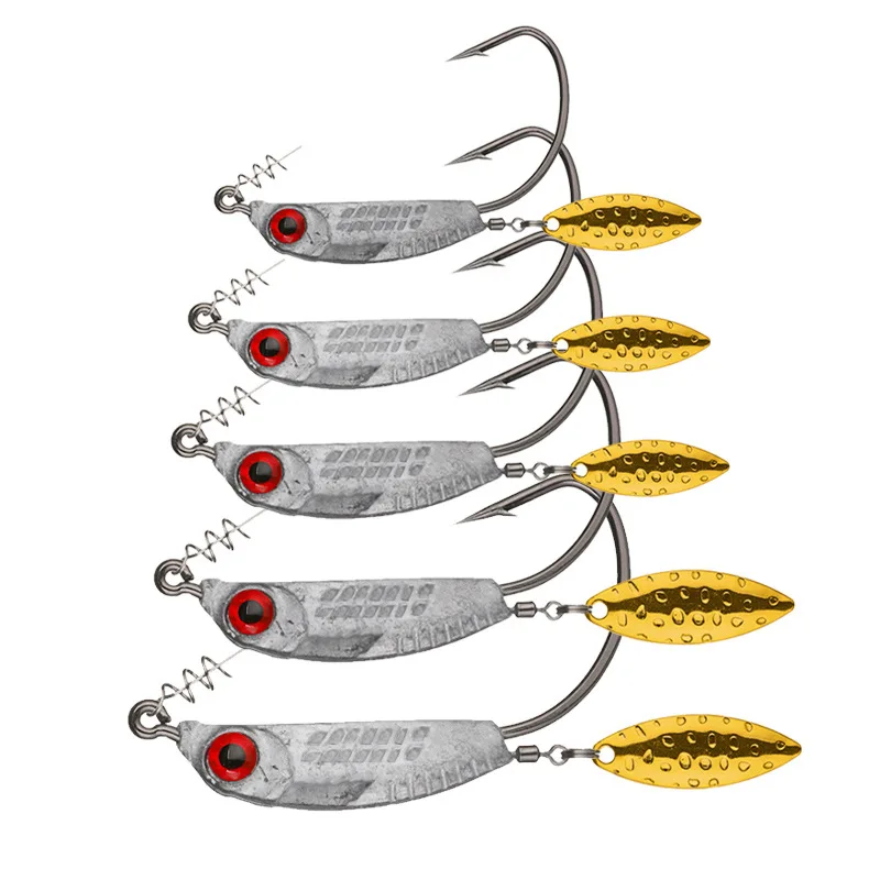 

1pcs/lot Fish type With Lead Crank Hook 3g5g7g10g14g High Carbon Steel Sequin with locking pin Anti-Hanging Bottom Hooks