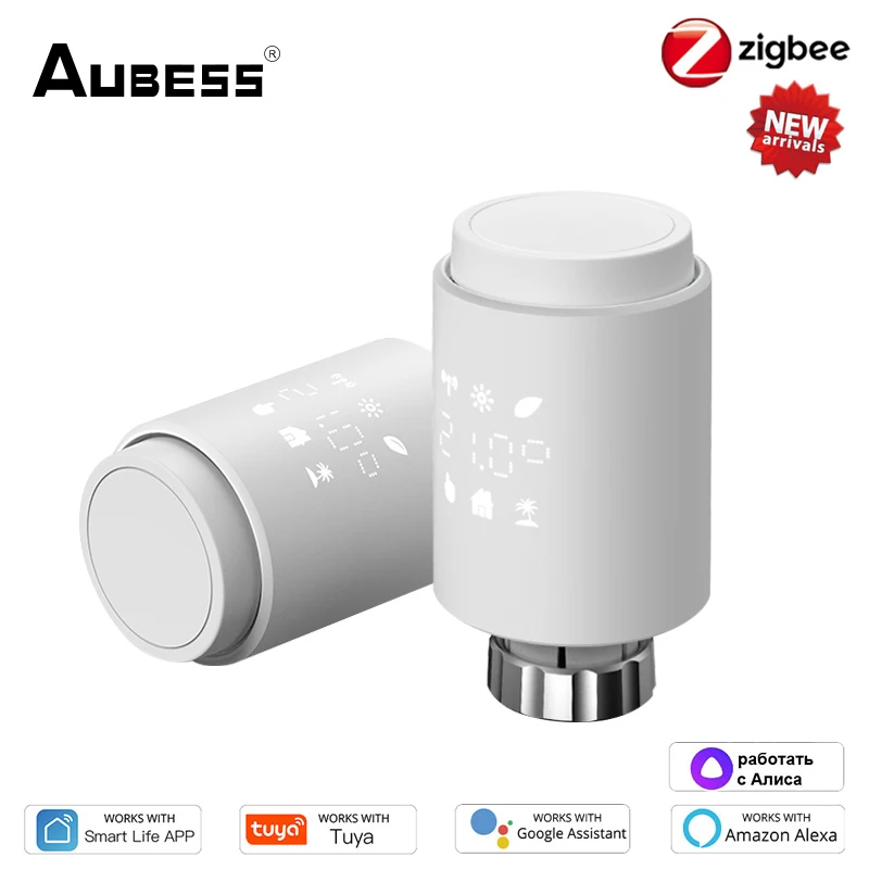 

Aubess Tuya TRV ZigBee 3.0 Smart Radiator Actuator Programmable Thermostatic Radiator Valve Temperature Controller Via Alexa