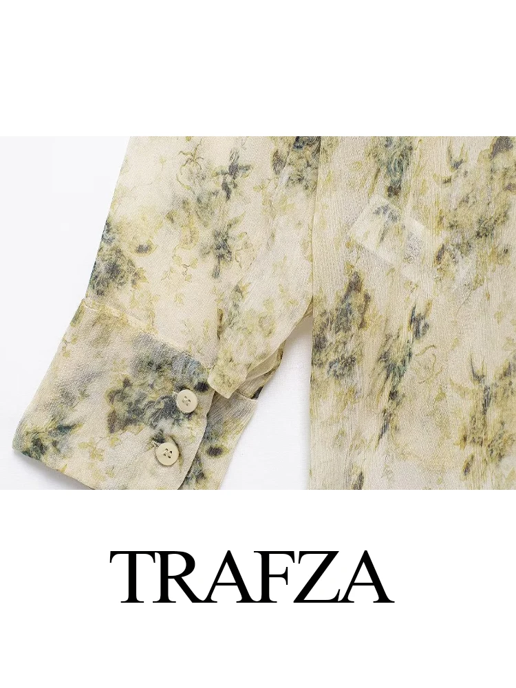 Женская свободная рубашка с длинным рукавом принтом