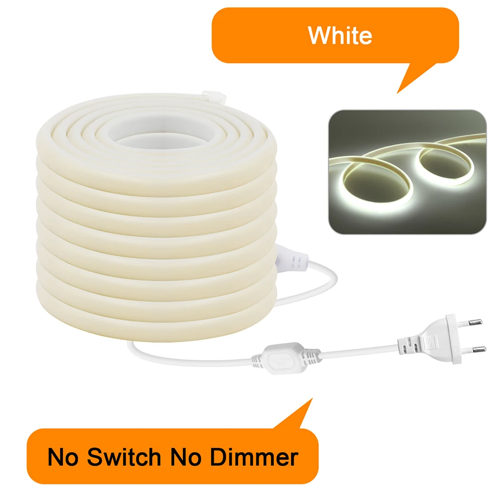 

220 В Диммер COB Светодиодная неоновая лента Комплект питания европейского стандарта Гибкая лампа 288 светодиодов Milky Tube 3000k 4000k 6000k RA90 Линейное освещение