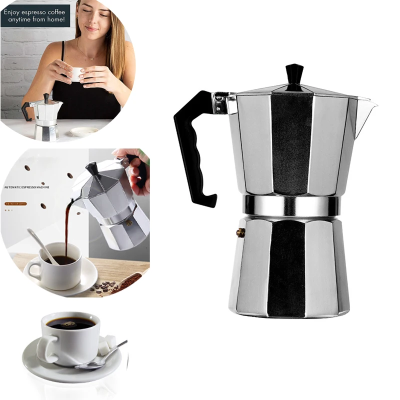 Кофейник Moka итальянская кофемашина эспрессо алюминиевая гейзерная кофеварка