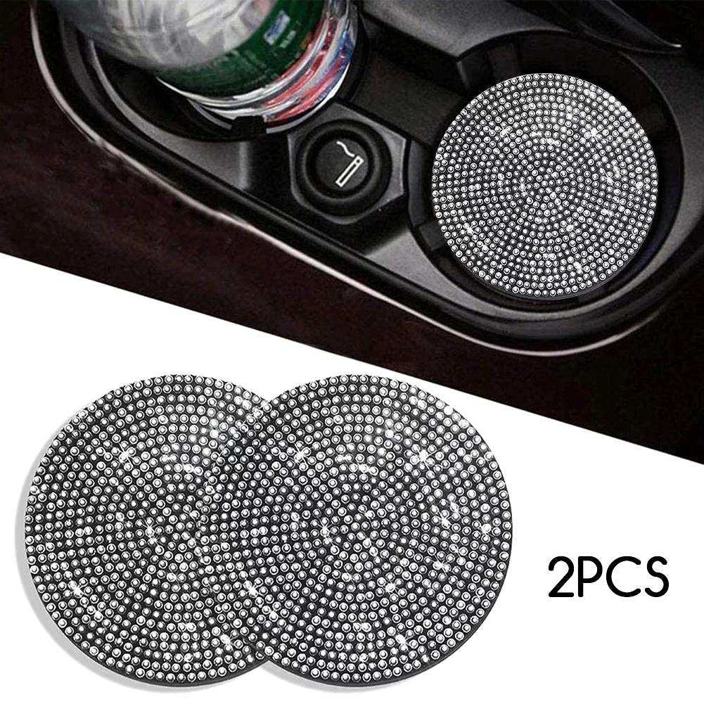 

2pcs/pack Anti Slip Coaster Vehicle Blingbling Car Cup Mat Interior Accessories