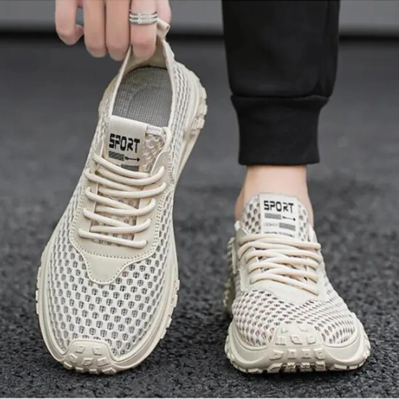 Мужские беговые кроссовки дышащие вязаные спортивные с подушкой повседневные