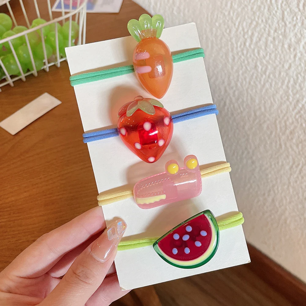 Детская резинка для волос с милыми мультяшными фруктами, резинки для волос, милые эластичные резинки для волос принцессы, резинки для волос,...