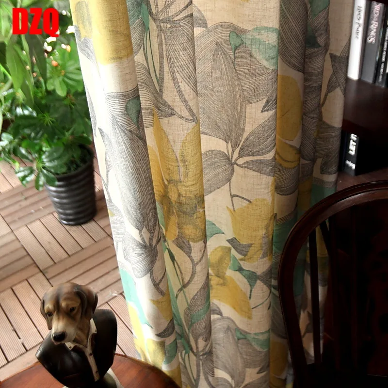 

American Curtains Retro Linen Printing Nordic Style Shading Pastoral Customization Curtains for Living Dining Room Bedroom
