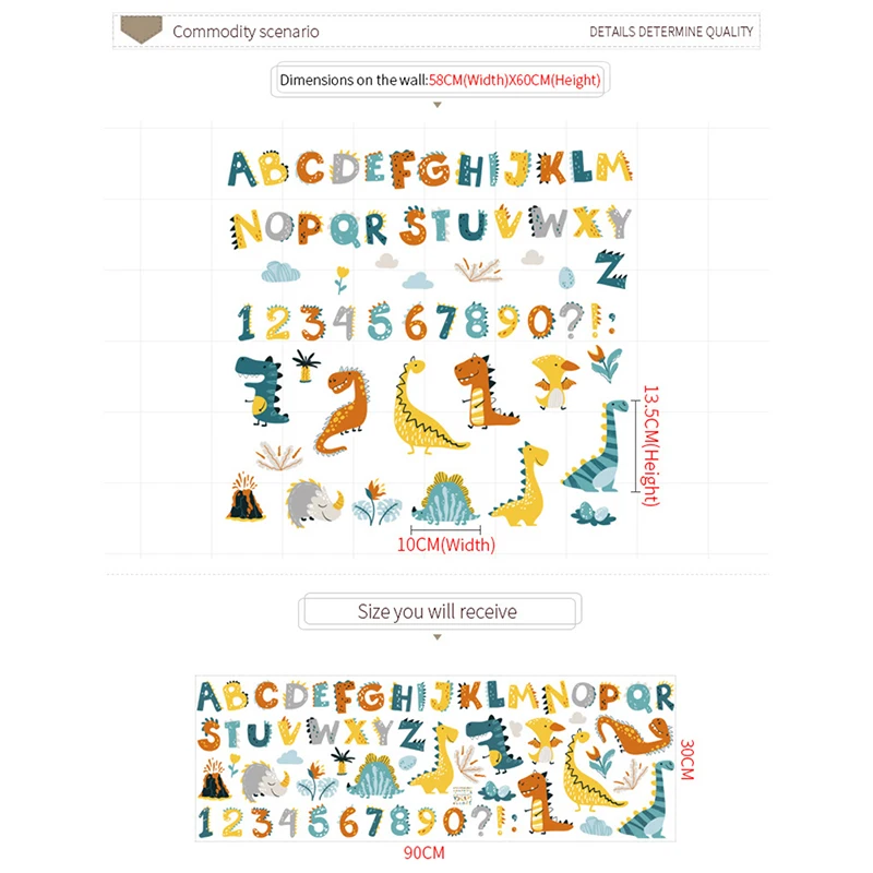 Динозавр Алфавит креативная Настенная Наклейка домашний декор для гостиной