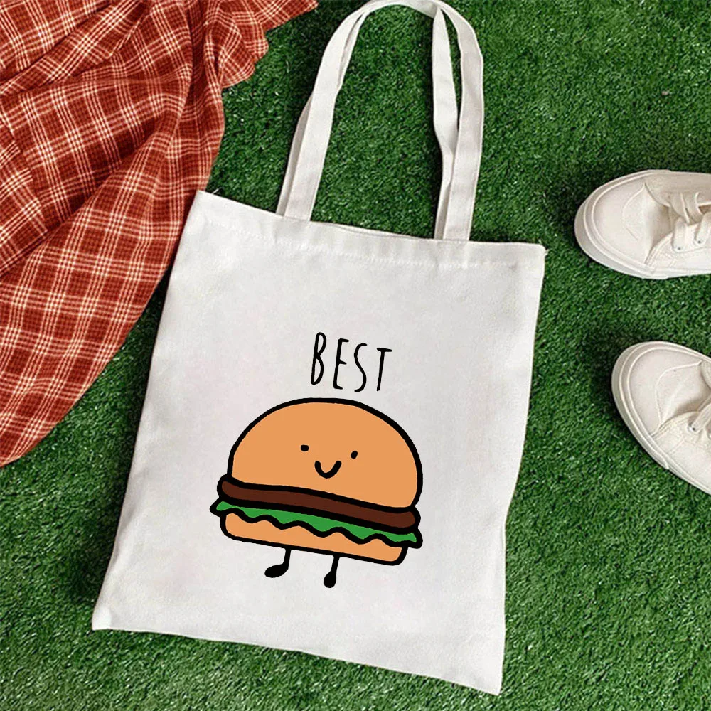 

Shoulder Canvas Tote Bag Multi-purpose Beach Shopping Bags Purse for Women Girls Students Cute Best Hamburger Cartoon Pattern