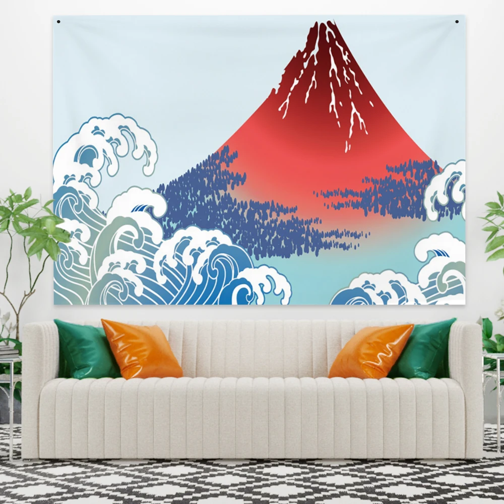 

Ukiyo-e Mount Fuji Tapestry Trippy Room Dorm Decor Printing Mounted Cheap Hippie Bohemian Mandala Aesthetic Kawaii Room Decor