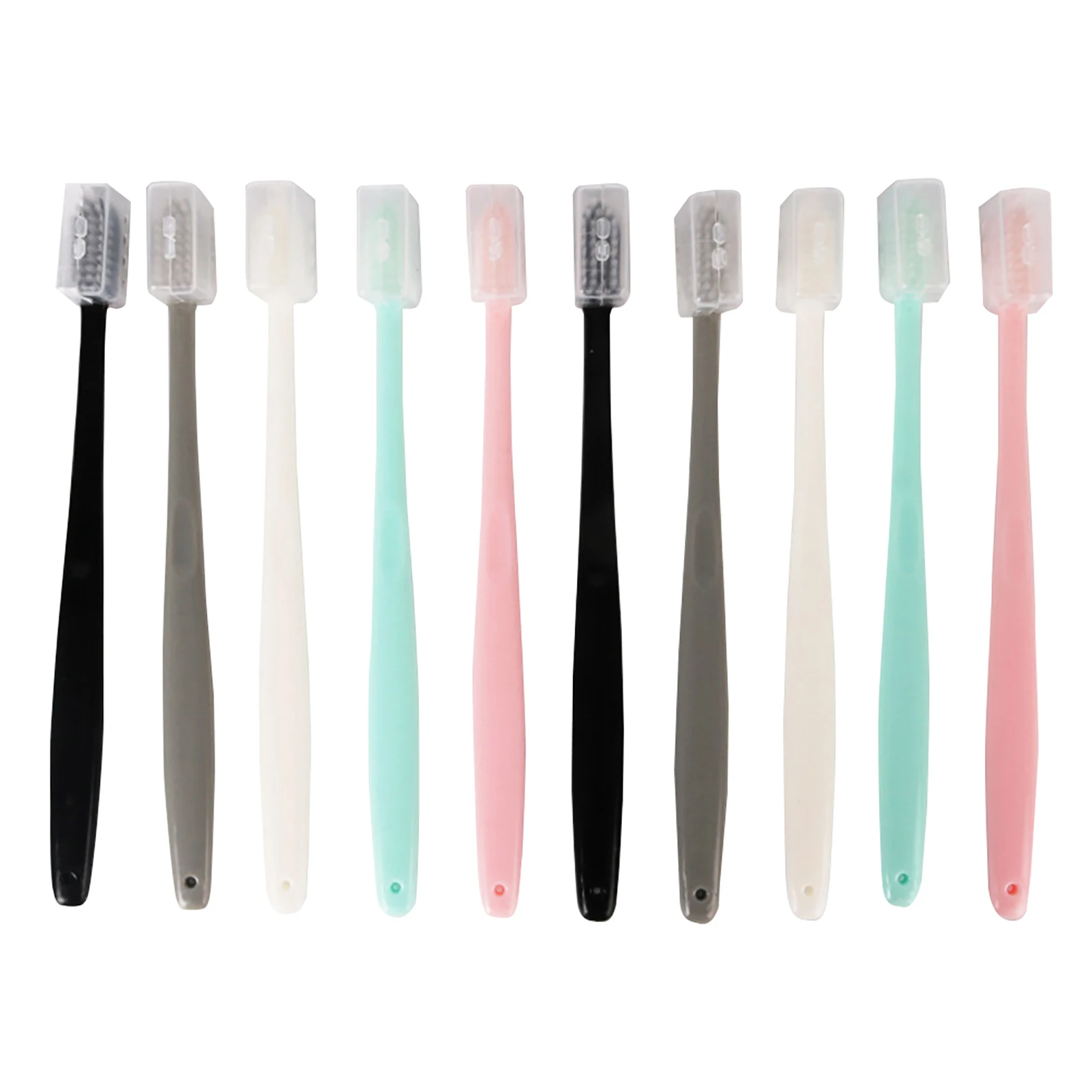 

10pcs Macaron Toothbrush Teeth Deep Cleaning Bathroom Oral Care Manual Portable Travel Soft Bristle Couples Adult With Holder