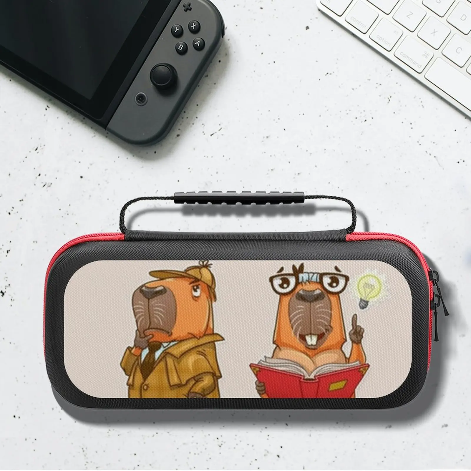 

Capybara Portable Pouch For Nintendo Switch Coffee Books Stories Storage Bag Compact Daily NS Console